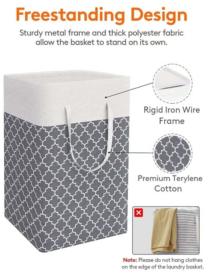 ELASAR 2 Pack Laundry Basket, Collapsible Laundry Bag with Easy Carry Handles, Freestanding Laundry Hamper for Clothes, Blankets, Cushions - Image 2